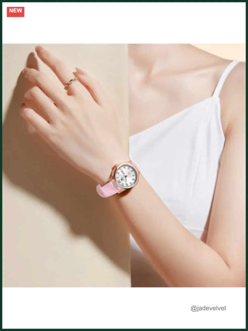 OLEVS Leather Women's Quartz Watch Waterproof Luxury Dress Mineral Crystal
